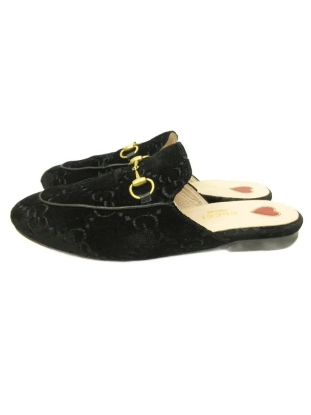 Gucci Princetown Horsebit Mule Sandals GG Pattern Velvet Black 6.5 - Picture 3 of 8